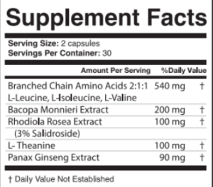 MemoHive Supplement facts